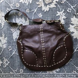 Cromia Italian Leather Brown Handbag